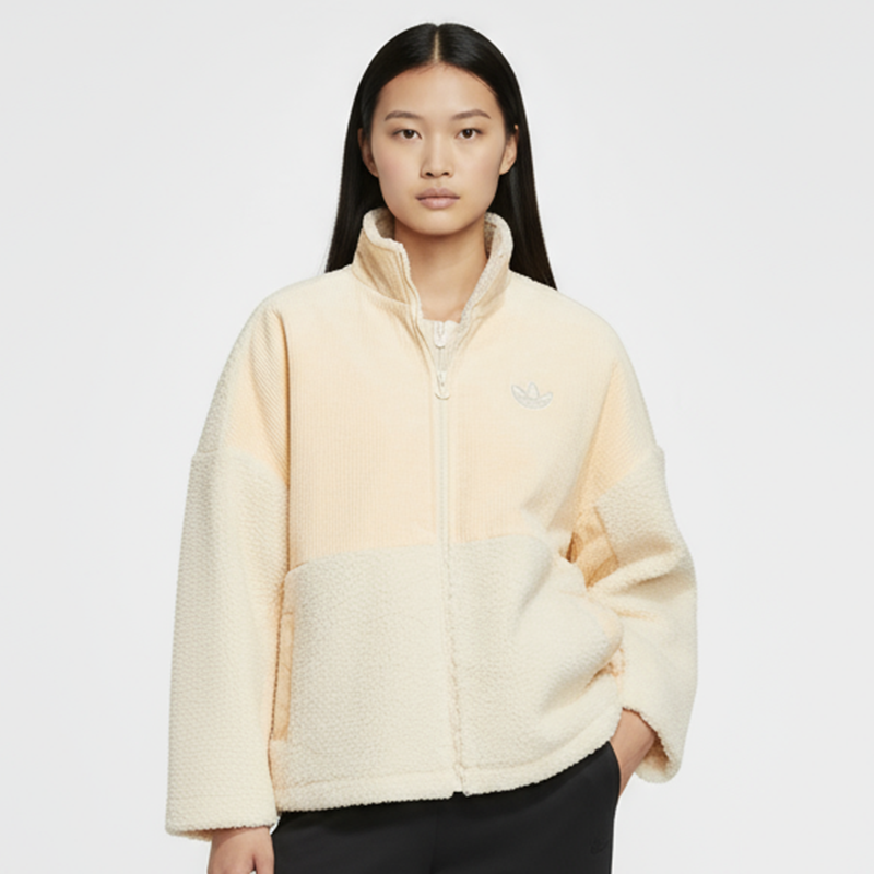 Adidas/阿迪达斯正品三叶草仿羊羔绒运动女子保暖外套HY4255