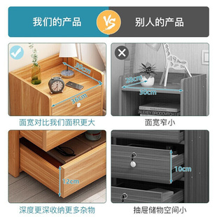 床头柜家用卧室床边柜小户型储物柜收纳置物多功能带锁小柜子单