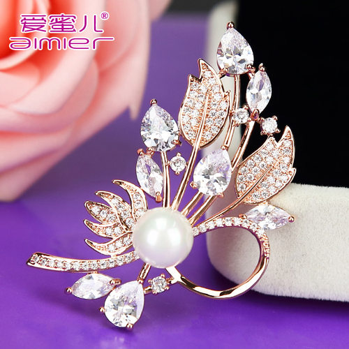 高档胸针女仿珍珠胸花别针