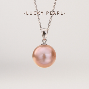 有幸珍珠吊坠 S925银爱迪生淡水珍珠吊坠11-12mm圆形强光珍珠项链