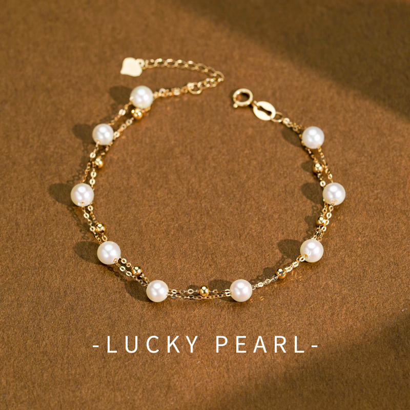 海水珍珠18K金材质双层叠戴