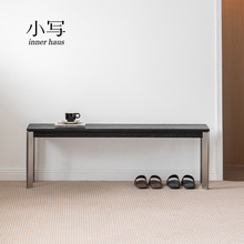 小写inner实木长条凳设计师款床尾黑色餐桌凳子复古白蜡木床边凳