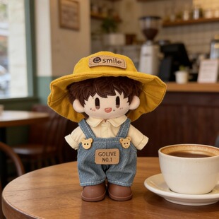 周可可娃衣10cm正常体棉花娃娃衣服侦可爱渔夫帽背带裤鞋子配饰