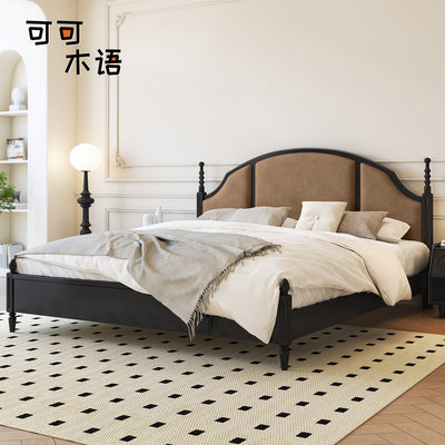 法式复古风实木软包双人床