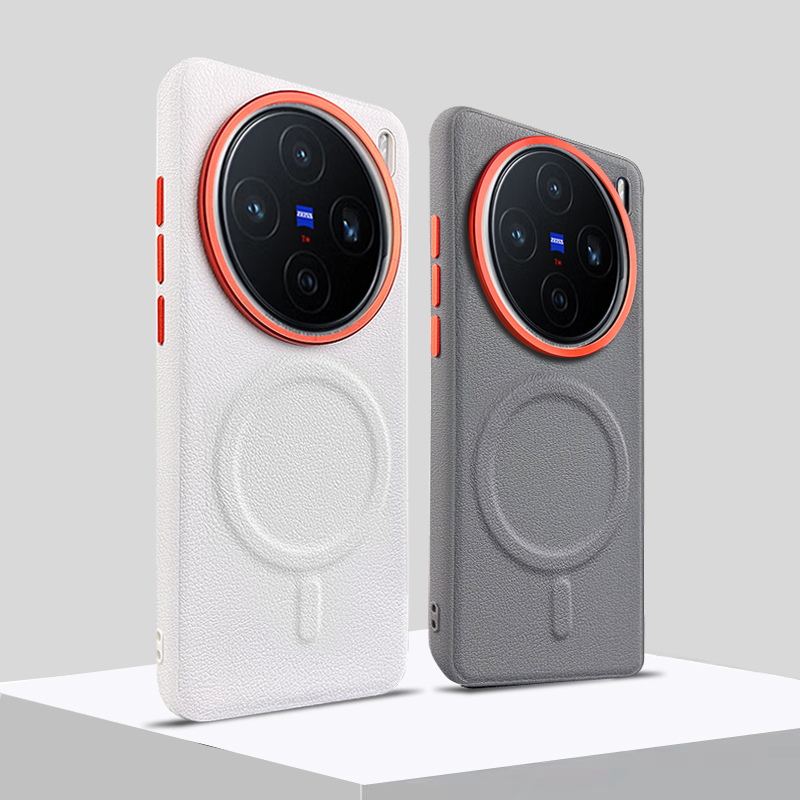 梵柔 适用于vivox100Ultra手机壳磁吸新款VIVOX100S素皮金属镜头圈X100U高级感商务风vovi磨砂保护壳×100s男