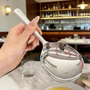 不锈钢勺子汤勺自助餐漏勺分餐勺家用短柄大号加厚公勺盛饭公用勺