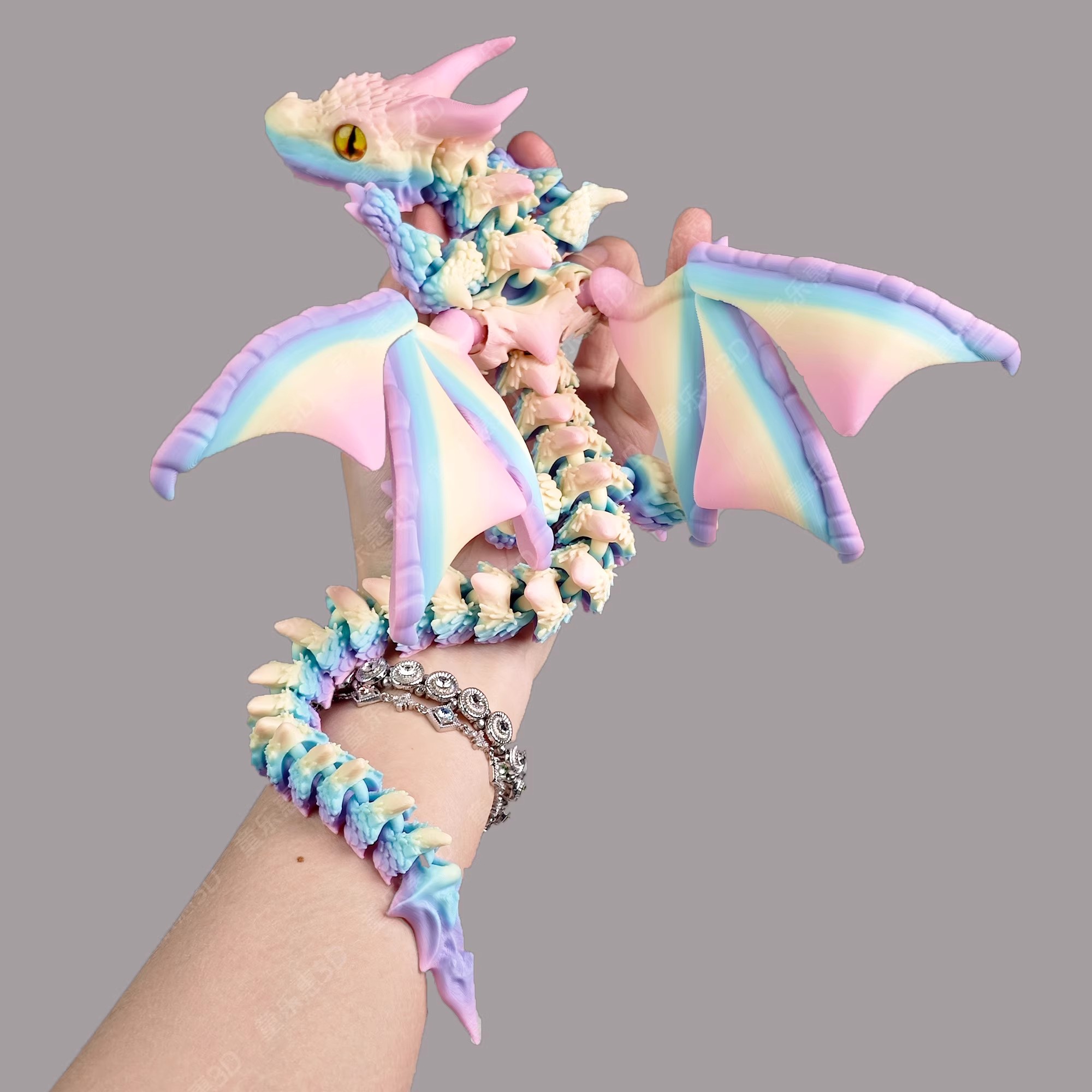 3d打印双角飞龙中国龙套装模型