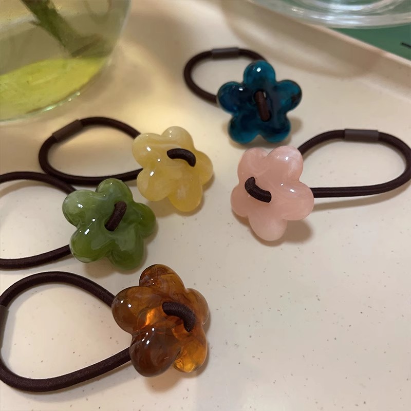 韩式轻奢水墨风花朵头绳发圈