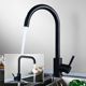 黑色厨房菜盆水龙头 304不锈钢大弯洗碗龙头水槽旋转七字冷热龙头