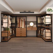 收纳层架铁艺洞洞板衣帽间 金属衣柜卧室落地挂衣架步入式 开 放式