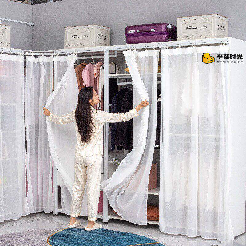 金属框架衣柜开放式铁艺步入式衣帽间自制架子卧室组合落地挂衣架