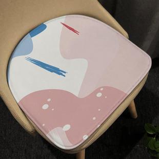 实木椅子座垫防滑皮椅垫子 莫兰迪色马蹄形温莎椅垫家用餐椅坐垫