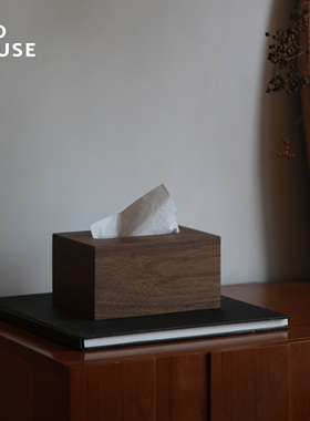 简约新中式北欧木制纸巾盒日式客厅卧室酒店抽纸盒