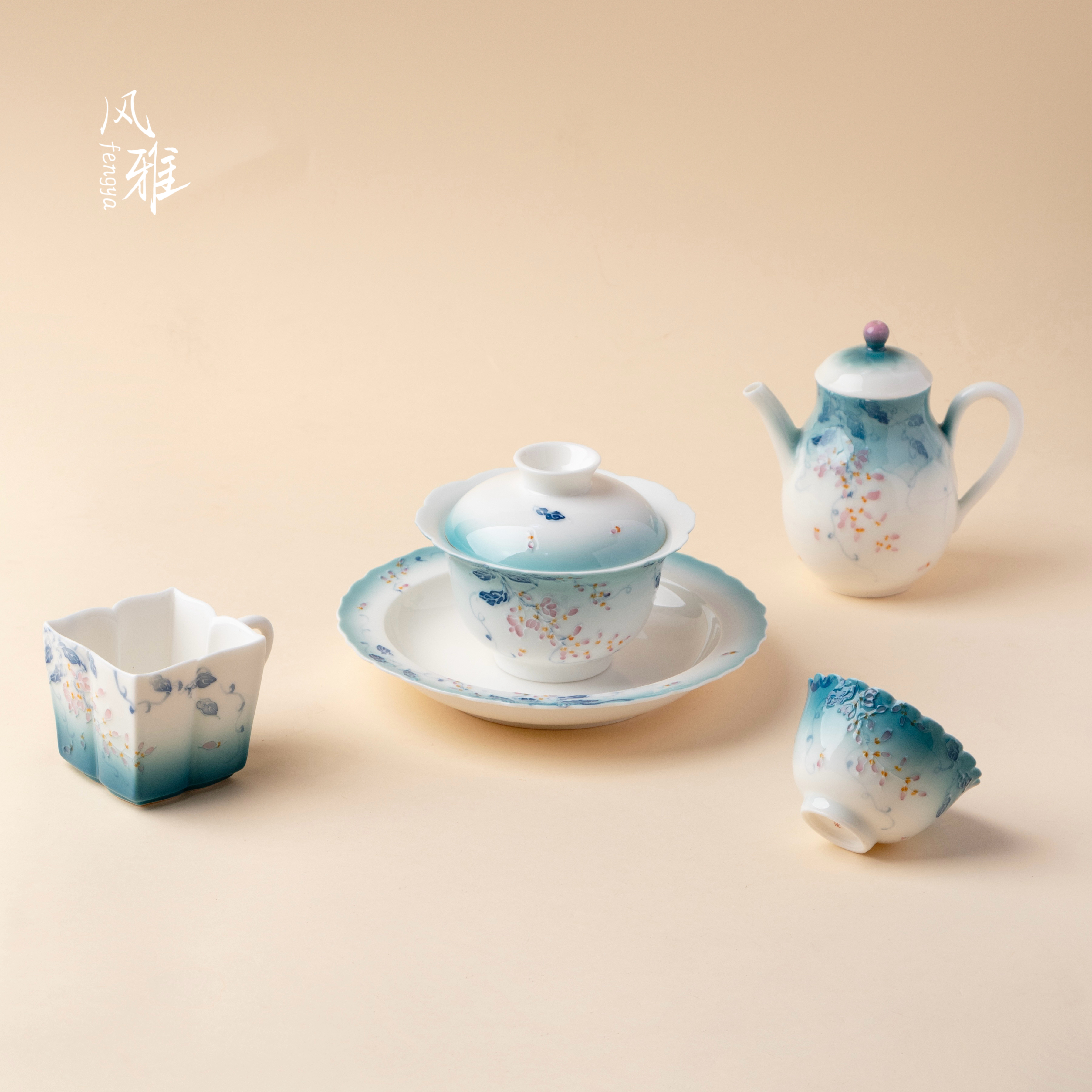 风雅有田烧手绘玉泥幽兰藤雾系列茶具高档茶壶家用功夫茶具手执壶