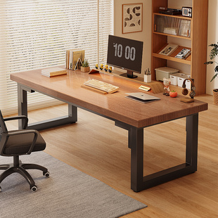 实木电脑桌书桌学生卧室家用写字桌办公长条桌简约双人电竞工作台