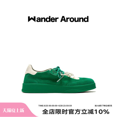 【明星同款】Wander around2025新款白绿休闲板鞋复古德训鞋女