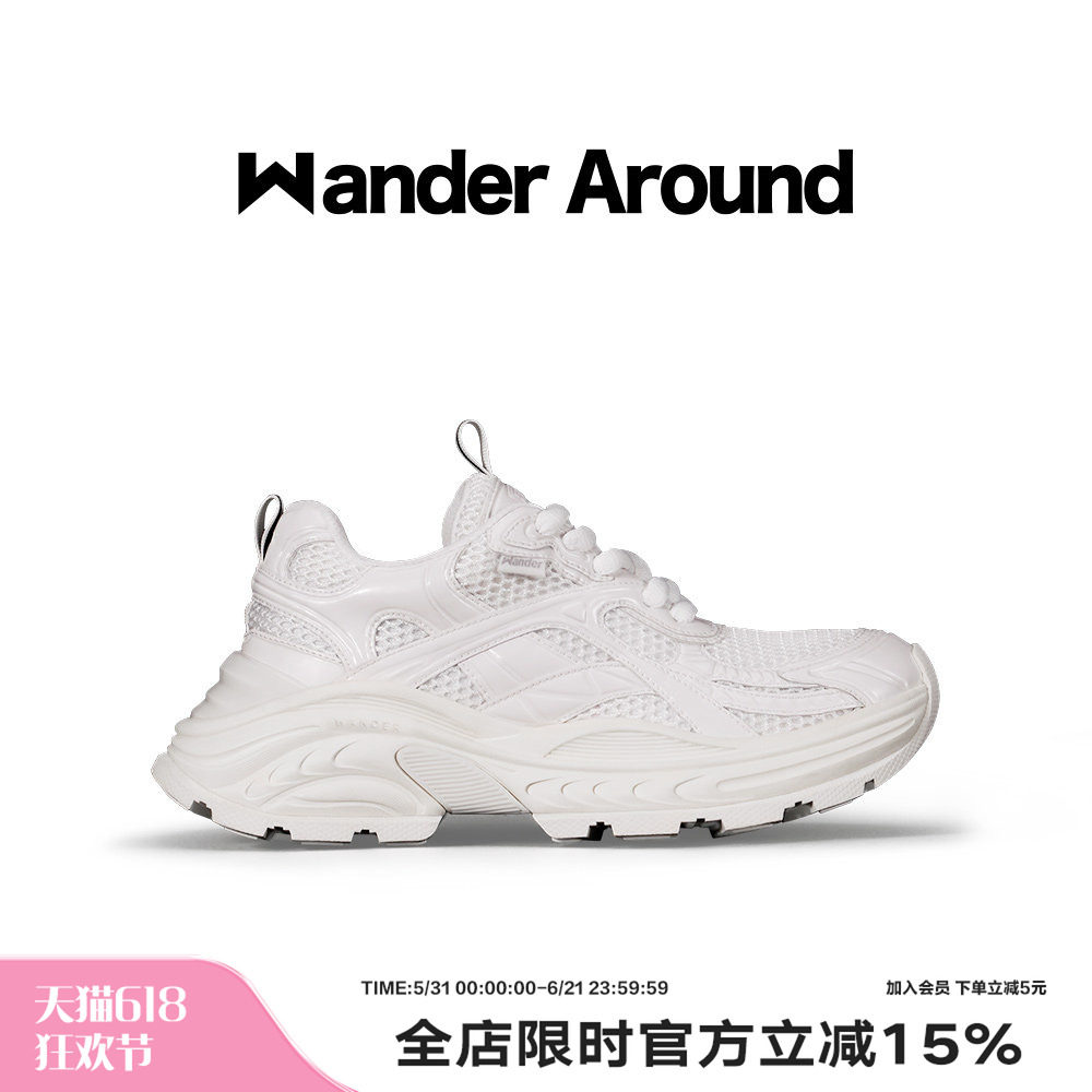 【胡夏同款】Wander Around 漫行春秋款白色厚底增高运动老爹鞋女