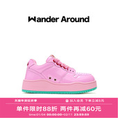 Wander 女 厚底增高粉色休闲板鞋 around2025年春季 新款
