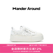 云朵系列白色羽毛厚底增高帆布鞋 新款 女 around2025年秋季 Wander