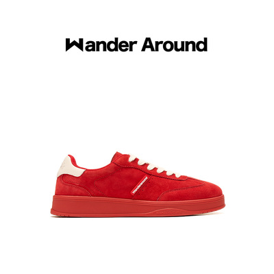 Wander around2025新款红白拼色厚底增高休闲板鞋复古德训鞋女
