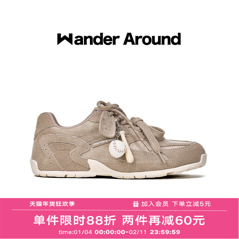Wander around2025秋季新款厚底增高德训鞋休闲复古足球鞋女,女鞋,德训鞋,淘宝优惠券,粉丝福利购,淘宝优惠卷