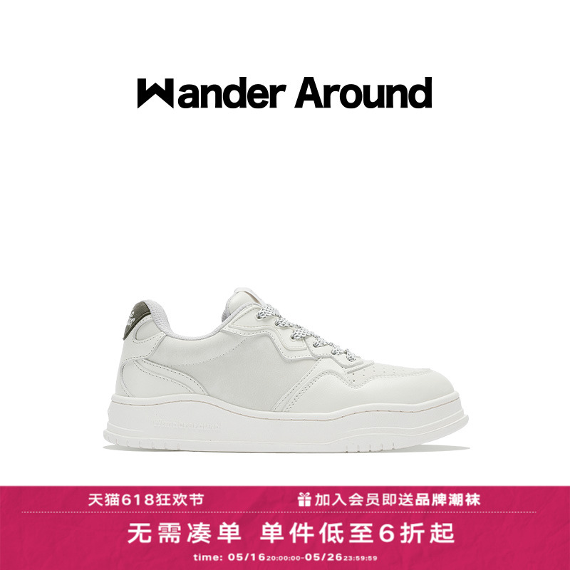 Wander around秋款花巷Flower Lane系列汉玉白低帮平底休闲板鞋女