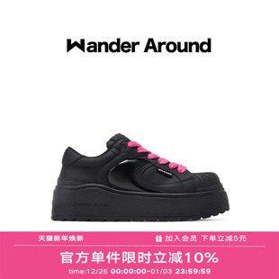 厚底增高黑色贝壳头休闲板鞋 新款 女 around2025年春季 Wander