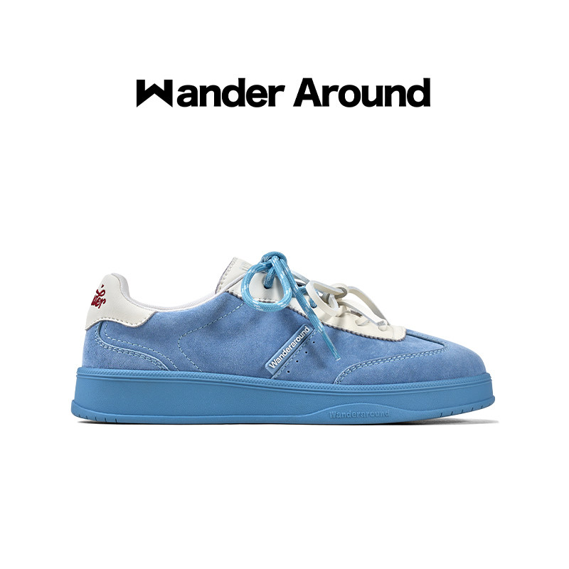 Wander around2026春秋新款蓝色厚底增高休闲鞋复古芭蕾德训鞋女