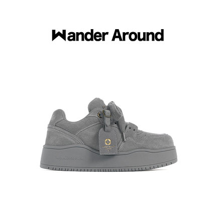 【孙燕姿同款】Wander around 复古灰色厚底增高休闲板鞋男女同款