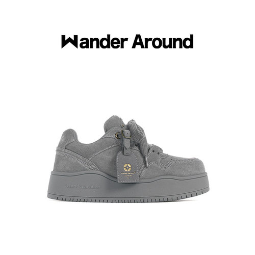 【孙燕姿同款】Wander around 复古灰色厚底增高休闲板鞋男女同款