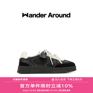 复古德训鞋 黑白拼色厚底增高休闲板鞋 女 around2025新款 Wander