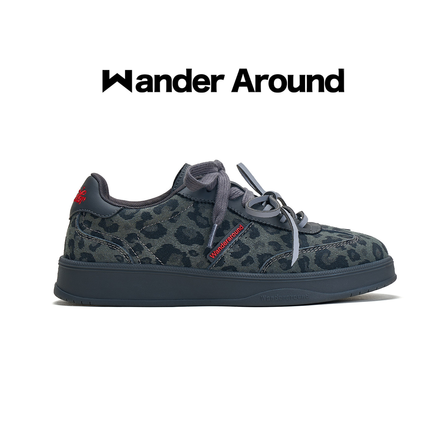 Wander around2026秋款豹纹灰色厚底增高3CM休闲鞋芭蕾德训鞋女