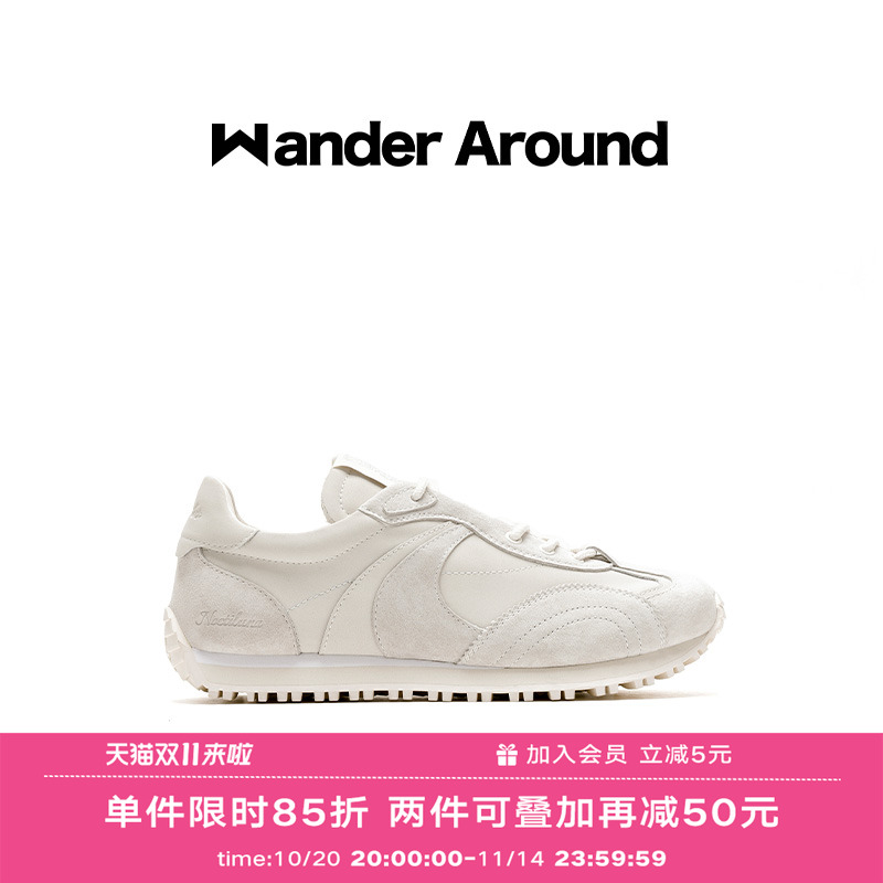 Wander around2025春夏新款LUNA系列米灰拼色阿甘休闲德训鞋女