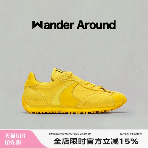 【邢菲同款】Wander around春秋款LUNA系列黄色阿甘休闲德训鞋女