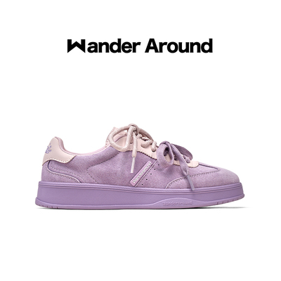 Wander around2026春秋新款紫色厚底增高休闲鞋复古芭蕾德训鞋女