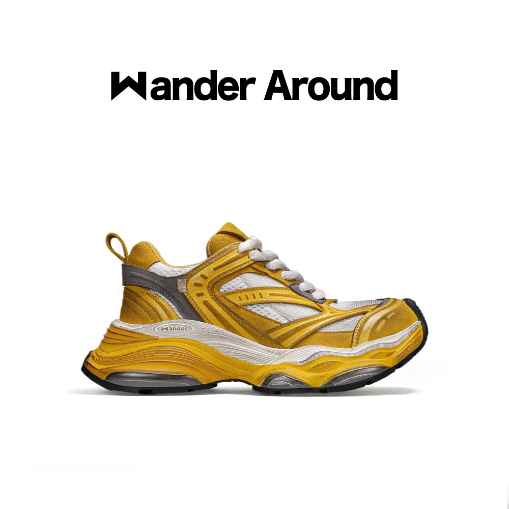 Wander Around 漫行2024年新款春夏蜜金色做旧老爹鞋透气运动鞋女图片