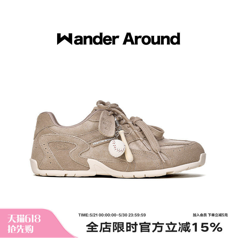 Wander around2025秋季新款厚底增高德训鞋休闲复古足球鞋女
