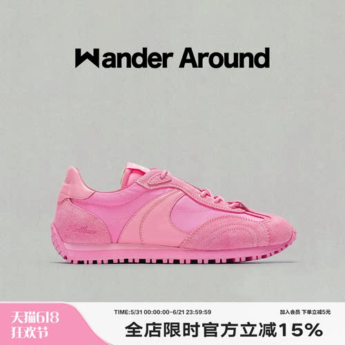 【何泓姗同款】Wander around 春秋款LUNA系列粉色阿甘鞋德训鞋女
