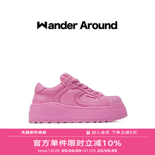 厚底增高粉色贝壳头休闲板鞋 新款 女 around2025年春季 Wander