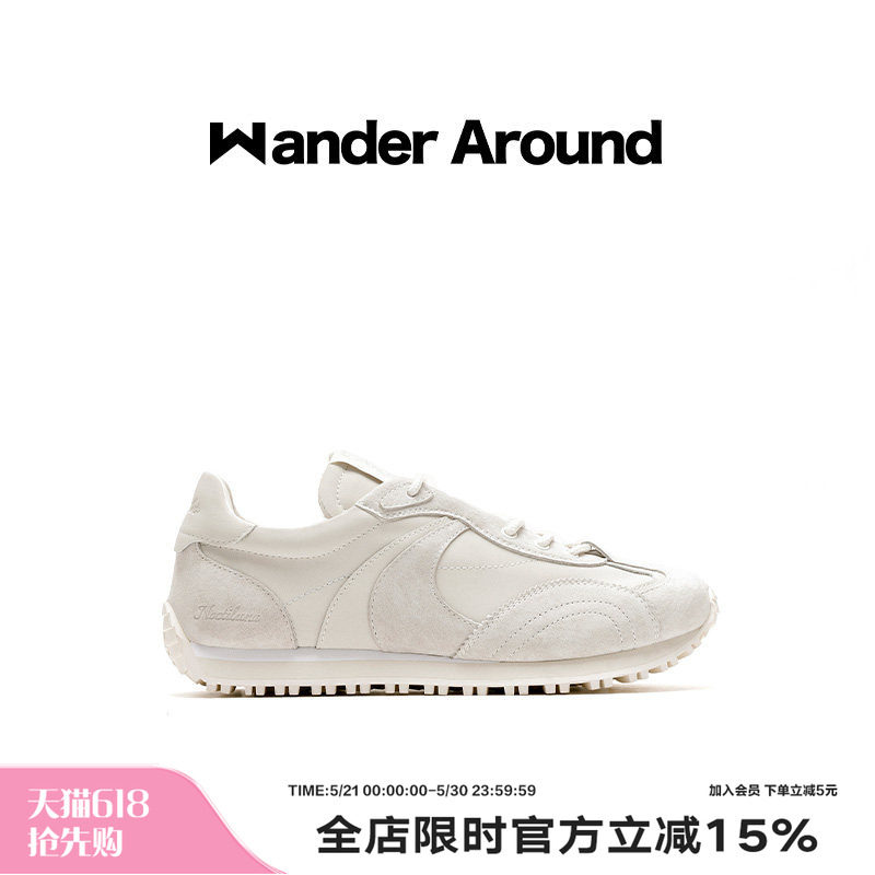 Wander around2025春夏新款LUNA系列米灰拼色阿甘休闲德训鞋女