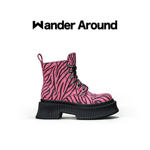 Wander Around漫行宝莉靴2024年爆款 粉色斑马马丁靴 柯颖同款