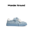 Wander around2025秋季新款牛仔拼色厚底增高休闲鞋复古德训鞋女
