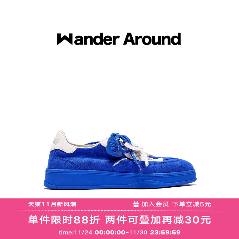【明星同款】Wander around2025新款蓝色休闲增高板鞋德训鞋女