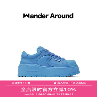 Wander around2025年春季新款厚底增高蓝色贝壳头休闲板鞋女