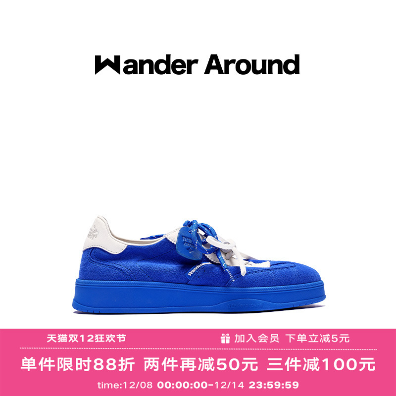 【明星同款】Wander around2025新款蓝色休闲增高板鞋德训鞋女