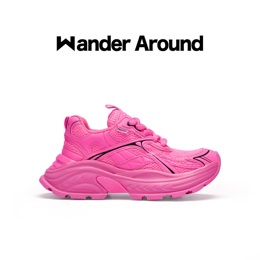 Wander Around漫行2024年新款玫红色小爹鞋增高运动鞋厚底老爹鞋图片