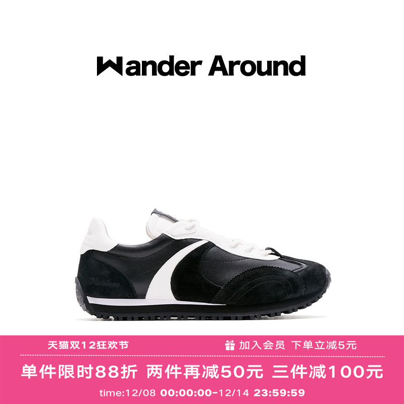 Wander around2025春夏新款LUNA系列黑白拼色阿甘休闲德训鞋女