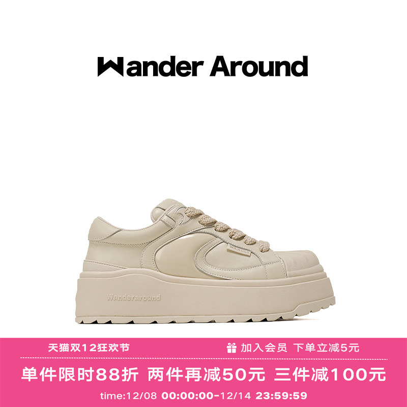 【黄子弘凡同款】 Wander around厚底增高贝壳头休闲板鞋女