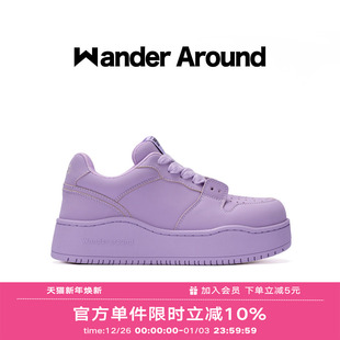紫蝴蝶厚底增高休闲板鞋 around漫行春秋款 Wander 女 明星同款