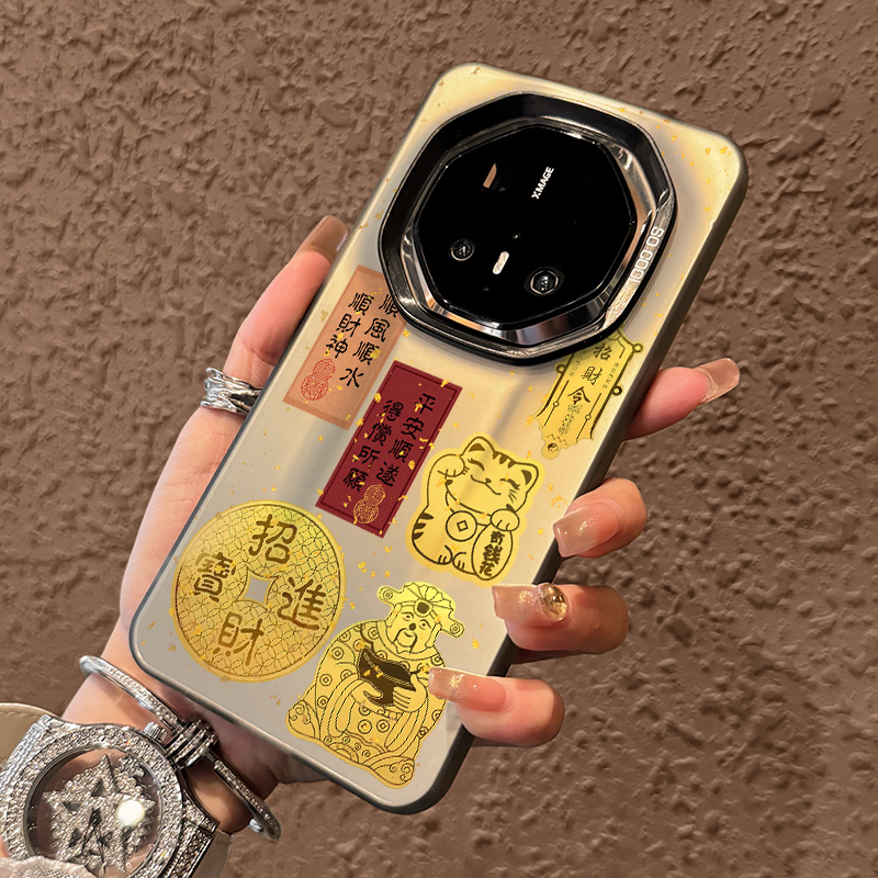 适用华为mate70rs财神爷彩银壳